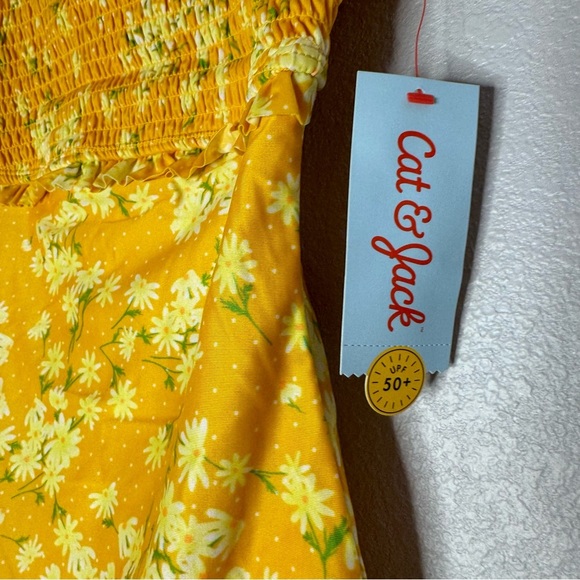 New Swimsuit Girls Cat & Jack Size L (10-12), Yellow One Piece, Floral - Picture 5 of 9